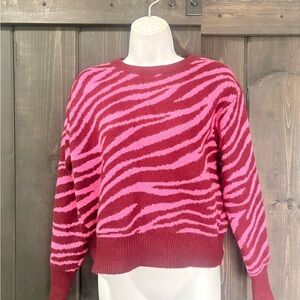 Ann Taylor Ann Taylor pink and burgundy zebra print sweater small